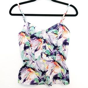 Volcom fit flare button tank with elastic back